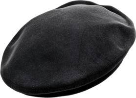 A stylish black flat cap, perfect for adding a touch of sophistication to any outfit with its classic design and subtle texture. png