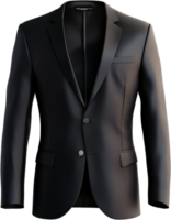 A sophisticated black suit with a subtle texture, perfect for formal occasions or professional settings. Its elegant design exudes confidence. png
