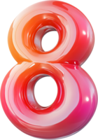 Shiny number eight, a colorful and rounded form, perfect for celebrations and representing numerical concepts in a modern style. png