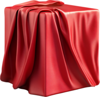 A vibrant red fabric drapes gracefully over a hidden form, creating intriguing shapes and textures. A mysterious allure in the folds. png