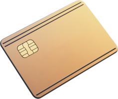 A golden card with a visible microchip against a black backdrop, symbolizing secure transactions and financial technology innovation. png