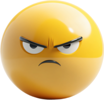 A 3D rendered emoji displays an expression of intense frustration and anger, conveyed through furrowed brows and a pursed mouth. png