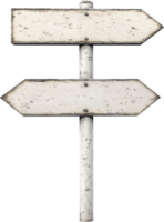Weathered wooden signpost with arrows pointing in opposite directions, suggesting choices or different routes on a journey. png
