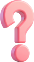 Pink question mark symbol with 3D rendering effect on black background conveying uncertainty, inquiry, and questioning attitude png