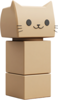 Stylized robotic cat made from stacked cubes forming a whimsical and modern digital design. Simple features convey feline essence. png