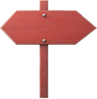 A rustic wooden sign, shaped like an arrow, painted in a weathered red hue, points the way forward with vintage charm and simple direction. png