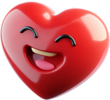 A red, heart-shaped emoji smiles widely, radiating joy and affection. The glossy surface highlights its cheerful expression. png