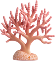 A stylized depiction of a coral specimen with its branching formation, set against a stark black backdrop. The coral is a soft, pink hue. png