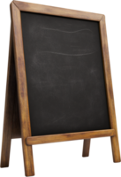 A-frame chalkboard with dark surface and wooden frame is ideal for menus, specials, sales or advertisements at your business or event. png