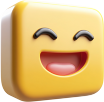 A cheerful 3D emoji with a wide, joyful grin. A digital rendering of pure happiness and lightheartedness. png