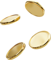 Golden coins flutter in the air, glinting against a stark black backdrop, symbolizing wealth and prosperity. Simple, elegant design. png