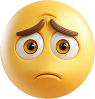 A sad emoji, conveying feelings of disappointment and worry with its downturned mouth and furrowed eyebrows, expressing a sense of concern. png