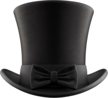 Elegant Black Top Hat A timeless symbol of sophistication, adorned with a matching bow, perfect for formal occasions and a vintage look. png