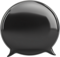 Glossy, black speech bubble icon conveying communication, conversation, or messaging on a clean, minimalistic background with highlights png