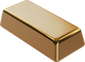 A gleaming, solid gold bar, symbolizing wealth and prosperity, isolated against a black backdrop, its surface reflecting light. png
