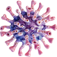 Microscopic view shows intricate structure of organism with pink protrusions and detailed patterns, emphasizing biological complexity. png