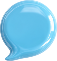 A shiny, light blue speech bubble with a smooth, glossy finish, isolated against a dark background. The shape suggests conversation or thought. png