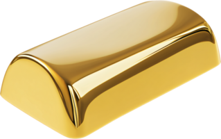 An ingot of precious metal gleaming, suggesting wealth and security. Its polished surface reflects prosperity and solid investment. png