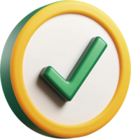 A crisp 3D render showcases a green checkmark nestled within a circle, symbolizing approval, completion, or agreement. Minimalist icon. png