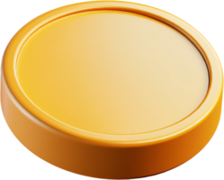 A shining, golden coin, perfect for representing currency, wealth, or achievement. Its simple design lends itself to many applications. png