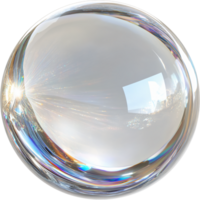 Crystal sphere refracting light into a spectrum of colors, creating a captivating visual display of optical phenomena. png