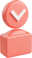 A 3D rendered image showing a confirmation or approval. This graphic signifies success, acceptance, or a positive outcome. The style is modern. png