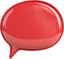 Glossy Red Communication Bubble. 3D Rendered Speech Icon. Vibrant and sleek design for messaging and notifications. Isolated on black. png