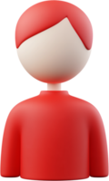A stylized 3D rendering of an anonymous figure with a red sweater and matching hair, set against a stark black backdrop. png