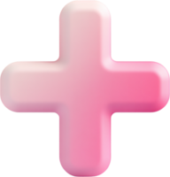 A pink 3D plus sign with rounded edges, rendered against a black background, evokes feelings of positivity and digital design. png