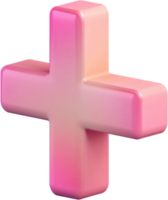 Stylized plus sign in shades of pink, peach and white. The sign appears to be floating and gives a sense of digital design. png