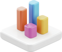 Colorful 3D bar graph on a white platform, symbolizing data visualization, progress, and insights, ideal for presentations. png