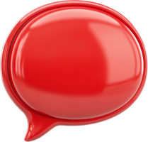 A vibrant red, 3D speech bubble icon, symbolizing communication and dialogue. Its glossy surface reflects light, adding depth and a modern feel. png