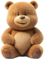 A charming brown teddy bear sits upright, its plush fur inviting a warm embrace and a feeling of comfort. The perfect cuddly companion png