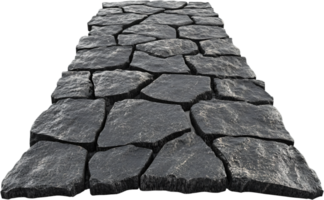 Irregular gray stones arranged in a paving pattern create a textured surface, showcasing the interplay of light and shadow. png