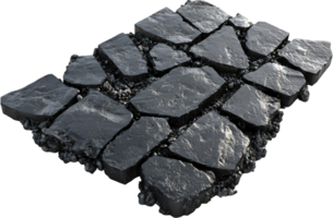 Dark gray stones with cracked edges and gray pebbles in between, creating a cobblestone effect. png