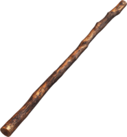 A polished wooden stick rests against a stark black backdrop, highlighting its natural texture and simple form. Great for crafts, hikes, or decor. png