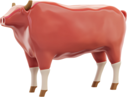 Stylized red and brown cow with white socks. The cow has a smooth, glossy finish, giving it a modern and polished look. png
