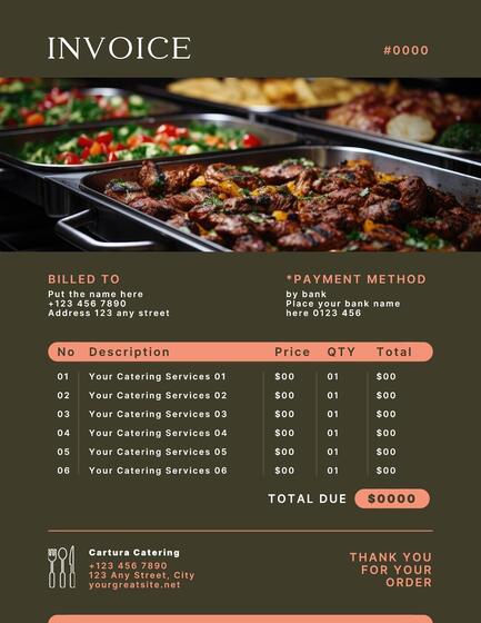 Catering Service Invoice Template Dark Green