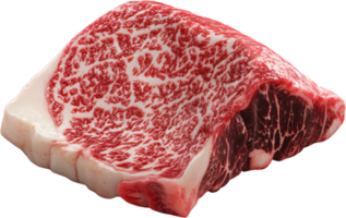 High-quality cut of beef, with intense marbling, visible fat and red meat pattern, perfect for grilling or other cooking methods. png