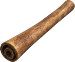 Rolled document revealing circular patterns and textures in a close-up, isolated composition against a black backdrop. png