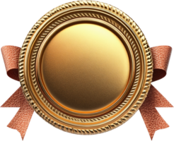 Golden Award Medallion. A symbol of achievement and recognition. Intricate details and textured ribbon add depth. png