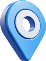 3D rendering of a location pin, the pin is light blue, and the central mark is white, indicating places on maps or destinations. png