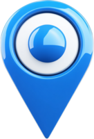 Vibrant blue map marker icon with glossy finish. Symbolizes location, navigation, or destination with its classic teardrop design. png