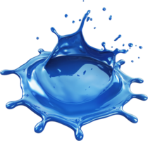 Dramatic splash of vibrant blue liquid against a stark black backdrop, capturing motion and texture in a dynamic burst of color. png