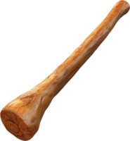 A varnished wooden club with a distinct grain pattern, showcasing a smooth, polished surface ideal for sports or historical reenactments. png