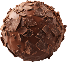 Decadent delight, A sumptuous chocolate truffle, adorned with delicate shavings, creating an irresistible confectionery masterpiece. Indulge today png