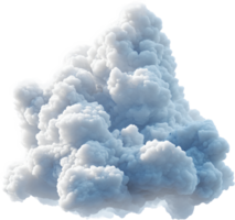 A fluffy, cumulus cloud formation against a black background. The cloud is a mix of white and light blue, with a soft, ethereal appearance. png