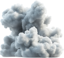 A massive cloud formation resembling a billowing explosion, showcasing dense white and gray vapors against a stark black backdrop. png