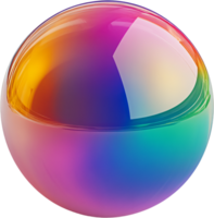 Iridescent orb. Captivating play of light across a smooth, spherical form, blending various colors, showcasing unique reflection and refraction. png
