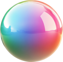 A colorful glass sphere reflects light, creating a mesmerizing array of rainbow-colored hues and a smooth, glossy surface. png